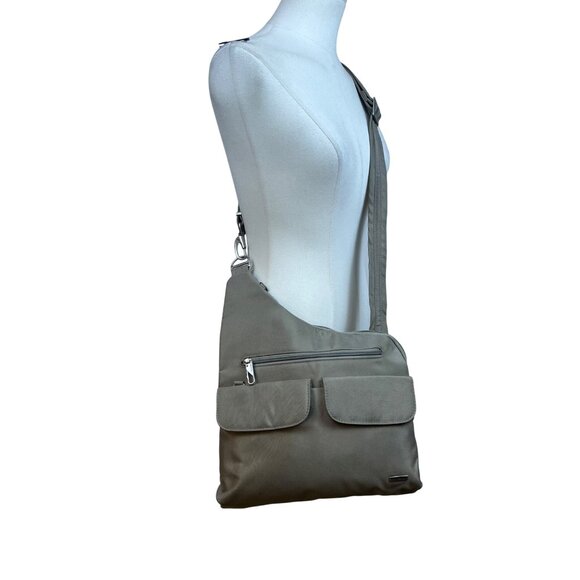 Travelon Women’s Gray Nylon Multiple Pockets Classic Anti-Theft Crossbody Bag - Picture 9 of 16